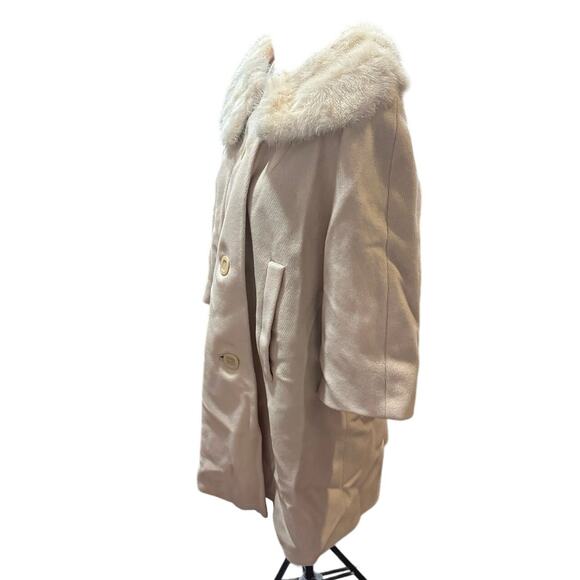 Vintage RARE Everitt-Buelow Wool Coat with Fur Collar 50s Union Made MCM Large - Picture 7 of 16